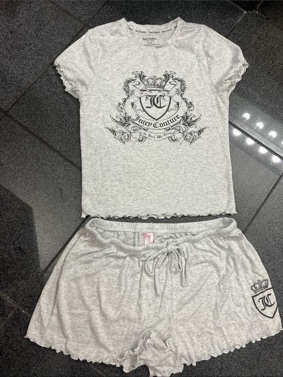 Juicy Couture Other - Juicy Couture Light Gray Two-Piece Lounge Set with Crest